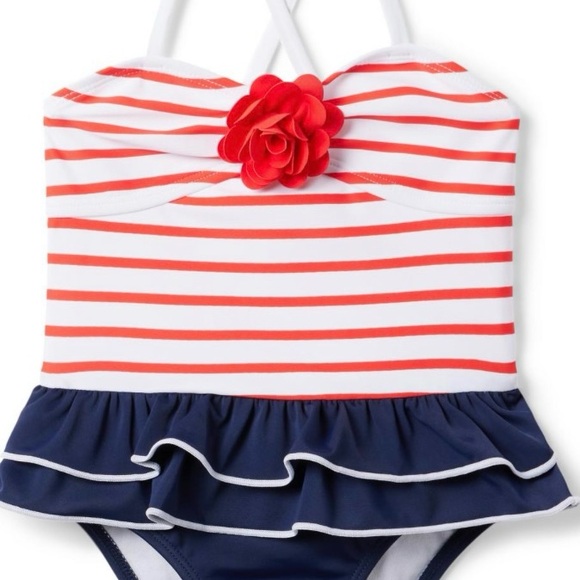Janie and Jack Recycled Striped Americana Swimsuit - Picture 4 of 9